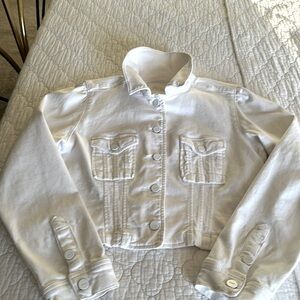 Paige Bright White Jean Jacket, stretchy